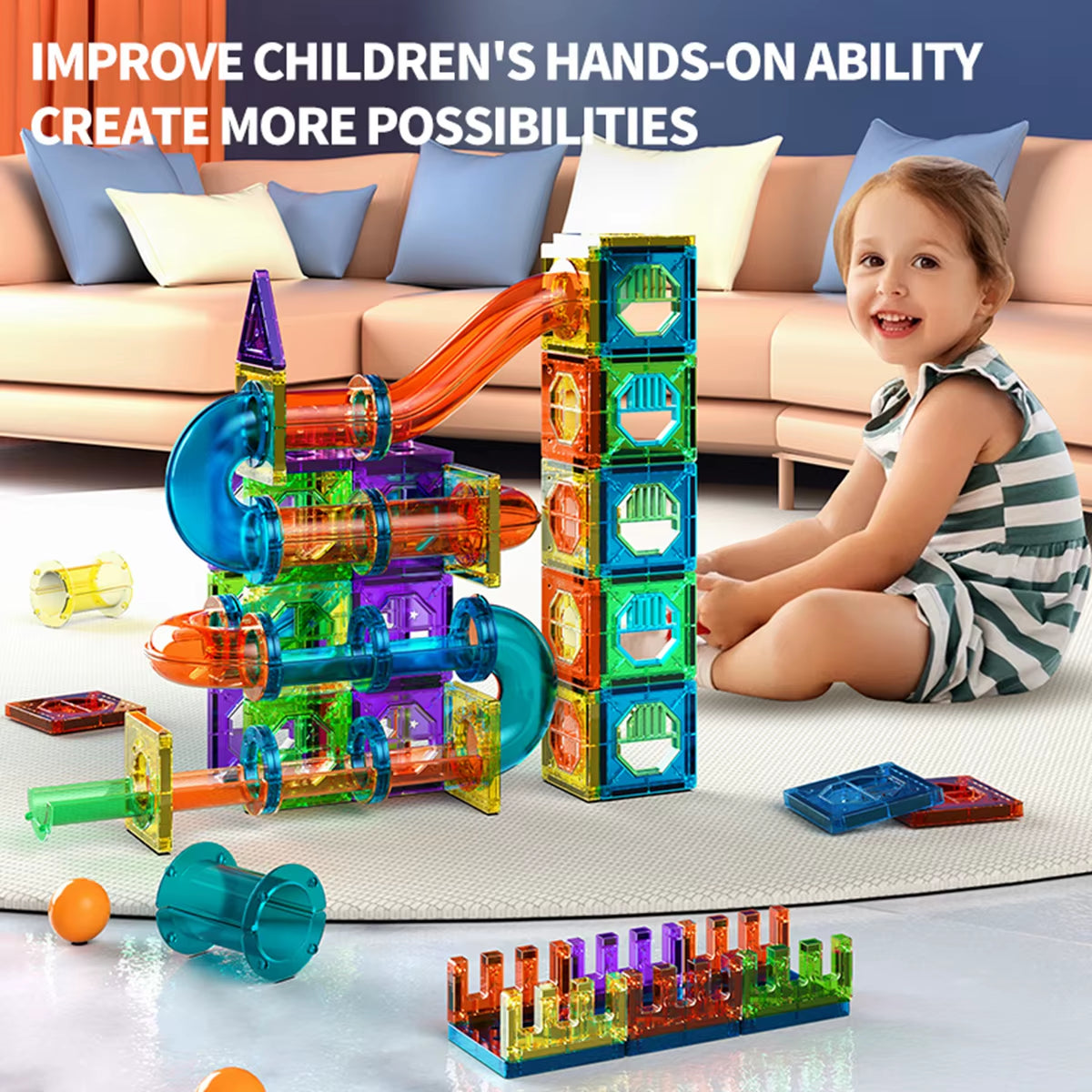 Magnetic 3D Building Tiles