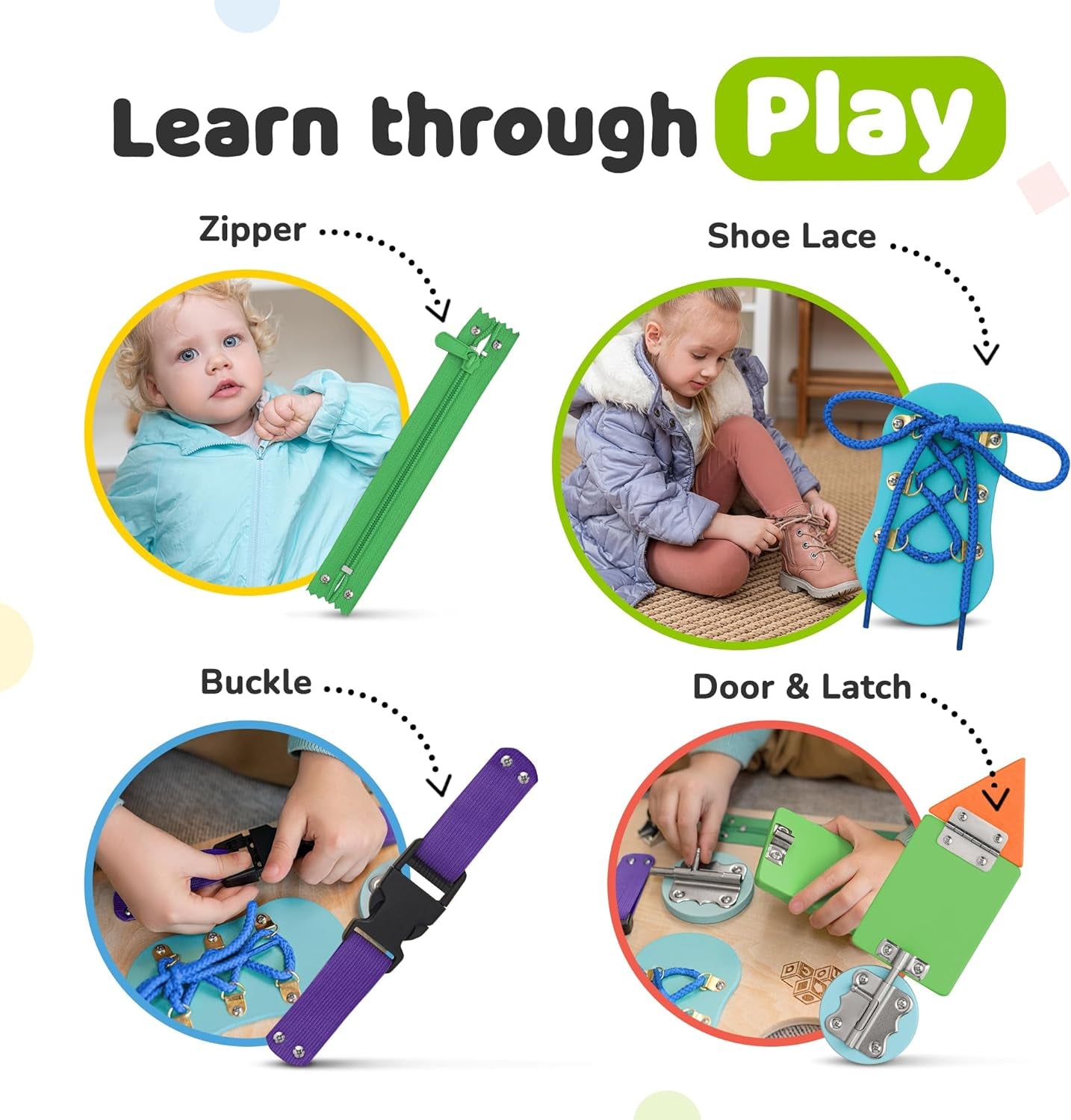Engaging Montessori Busy Board | Premium Wooden Sensory Toy for 3+ Years | 10 Fun Activities to Boost Fine Motor Skills and Learning