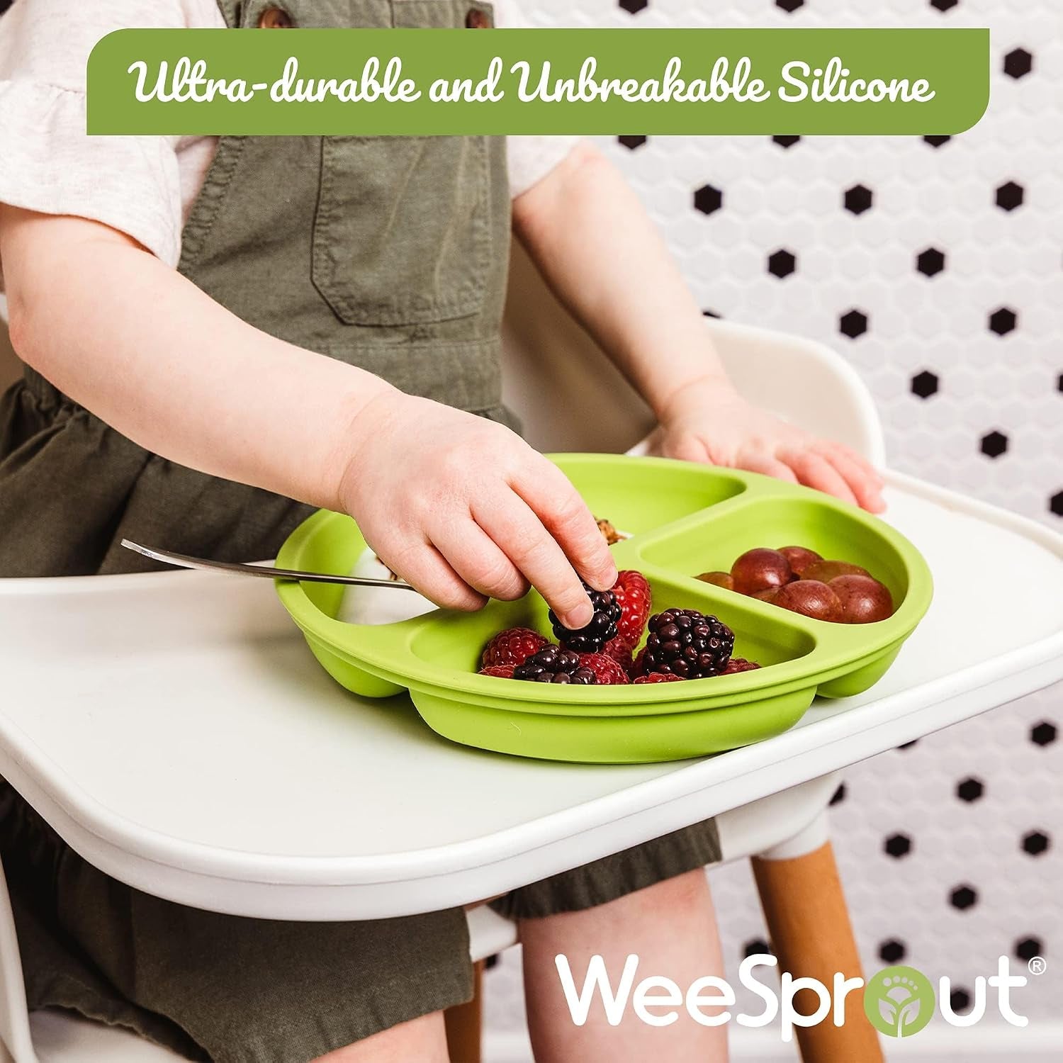 Silicone Plates for Babies & Toddlers (3 Pack) 100% Food-Grade Dishes for Self Feeding, Divided Design & Raised Edges for Picky Eaters, Dishwasher & Microwave Safe Weaning Supplies