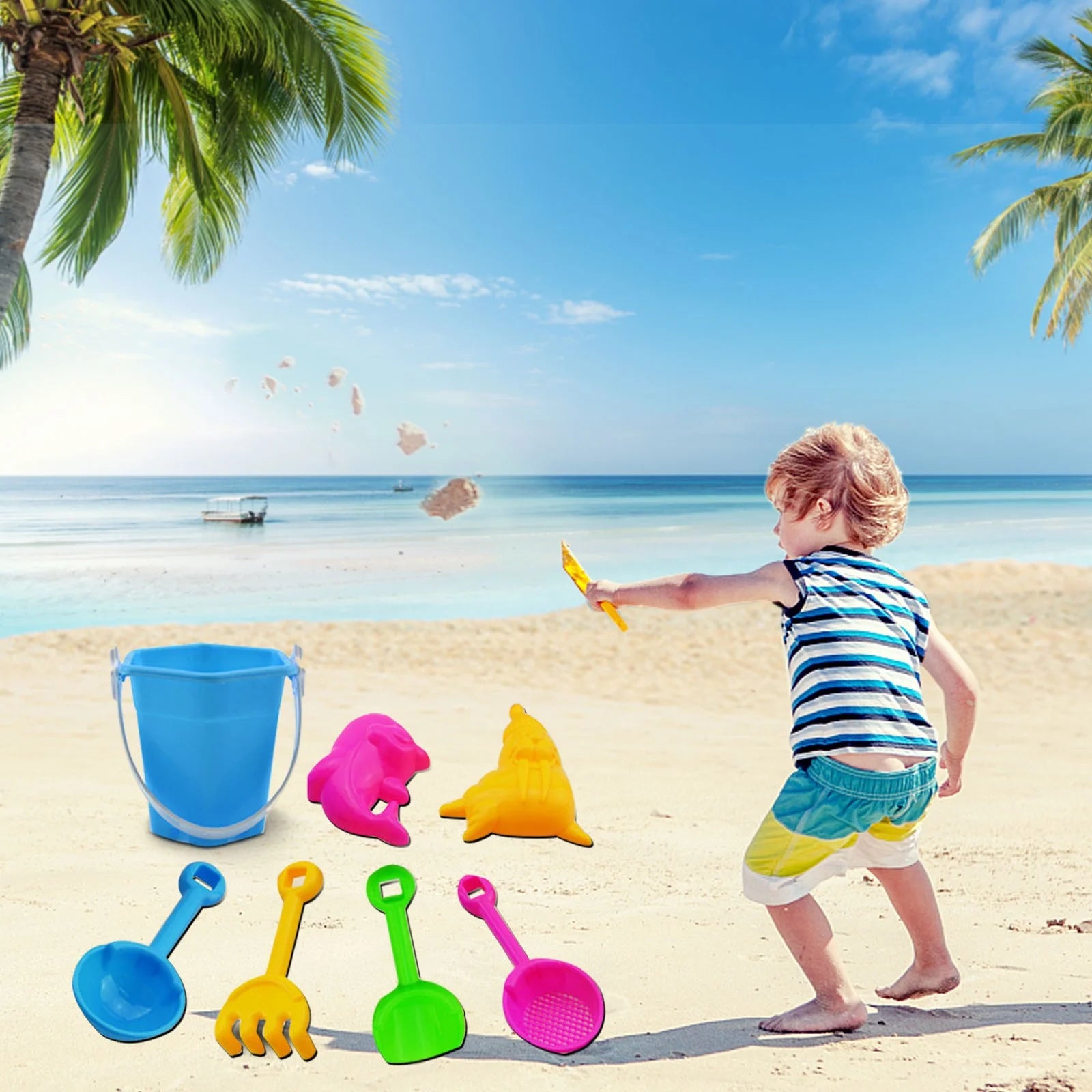 Lovely and Compact Toy7 Piece Beach Toy Sand Set Sand Play Sandpit Toy Winter Outdoor Toy