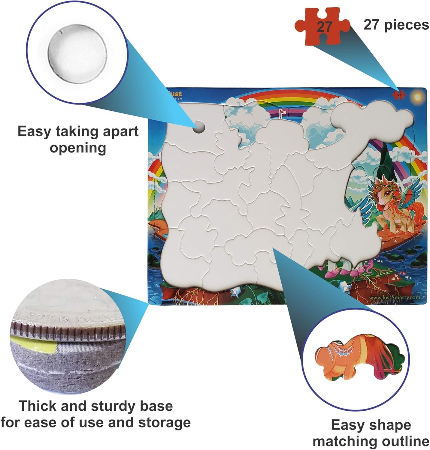 Unicorn Puzzle for Girls, 27 Pieces | Unique Jigsaw Shapes, Vibrant Unicorn Design Puzzle for Toddlers Ages 3-5, Best Gift for Girls