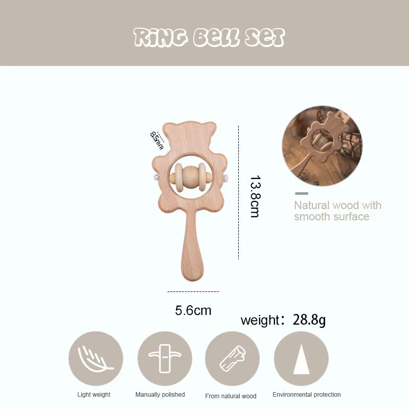 Wooden Baby Rattle Set