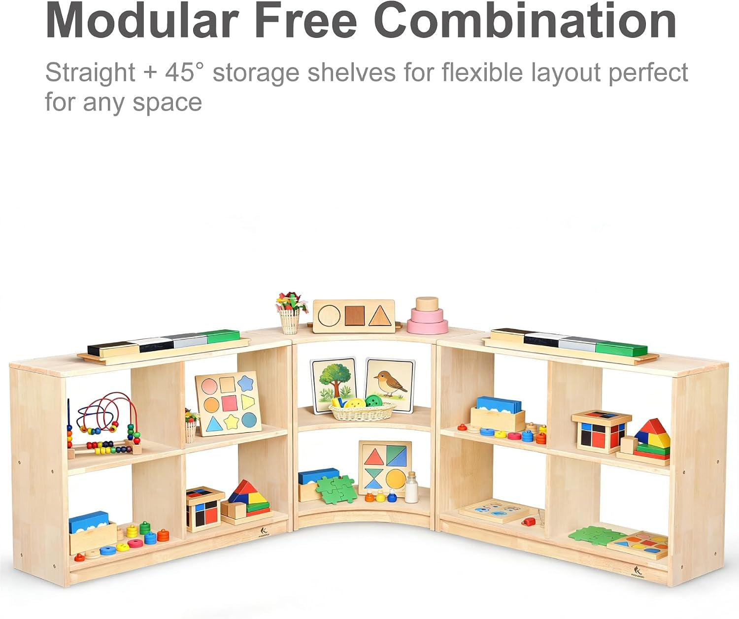 4-Cubby Montessori Storage Bookcase – Kids Shelf Organizer for Toys, Books & Art Supplies, Toddler Cabinet Furniture for Playroom, Daycare, Preschool, Kindergarten & Nursery
