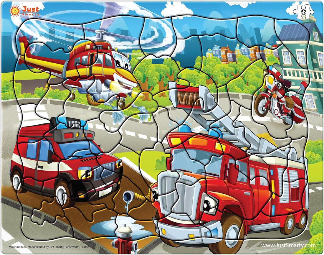 Fire Truck Puzzle for Boys and Girls, 52 Pieces | Firefighter Theme, Ages 4-6, Jigsaw Puzzle for Toddlers, Kids Toy Ages 4-6 , Puzzles for 5 Year Olds