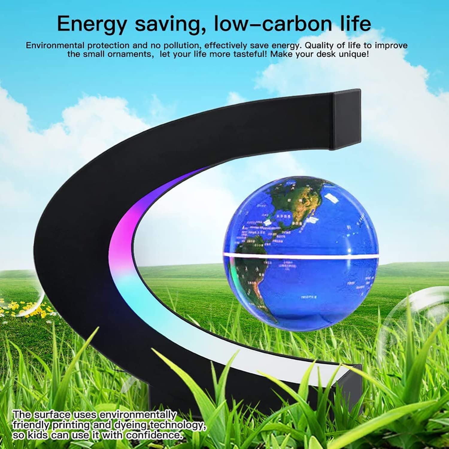 Magnetic Levitation Globe with LED Light - A Stunning Desktop Decoration and Unique Gift for Any Occasion