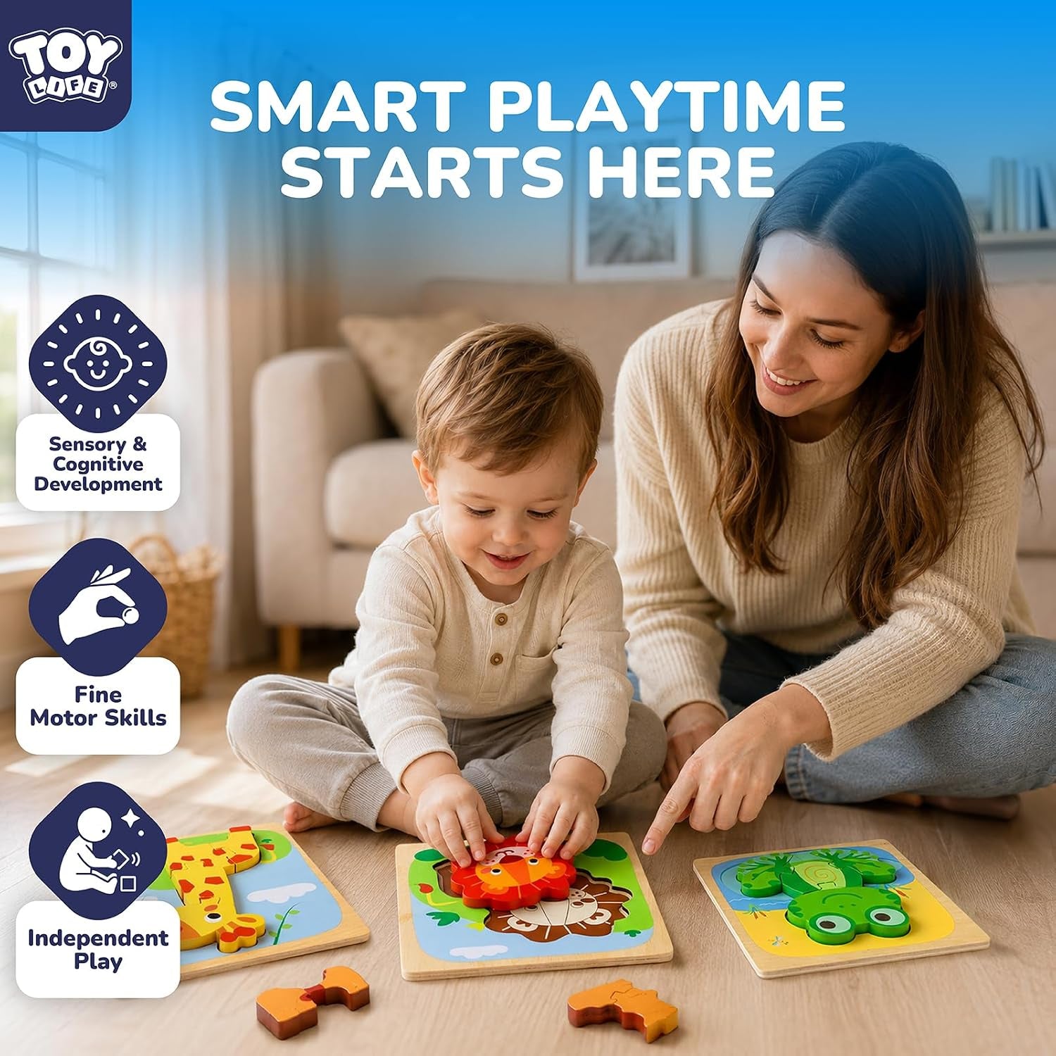 Wooden Puzzles for Toddlers 2-4, Montessori Toys for 1 2 3 Year Old Boys Girls, Animals Puzzles Educational Learning Toys 2 Year Old, Toddler Birthday Gifts Toy for Baby Girl Boy 6M+