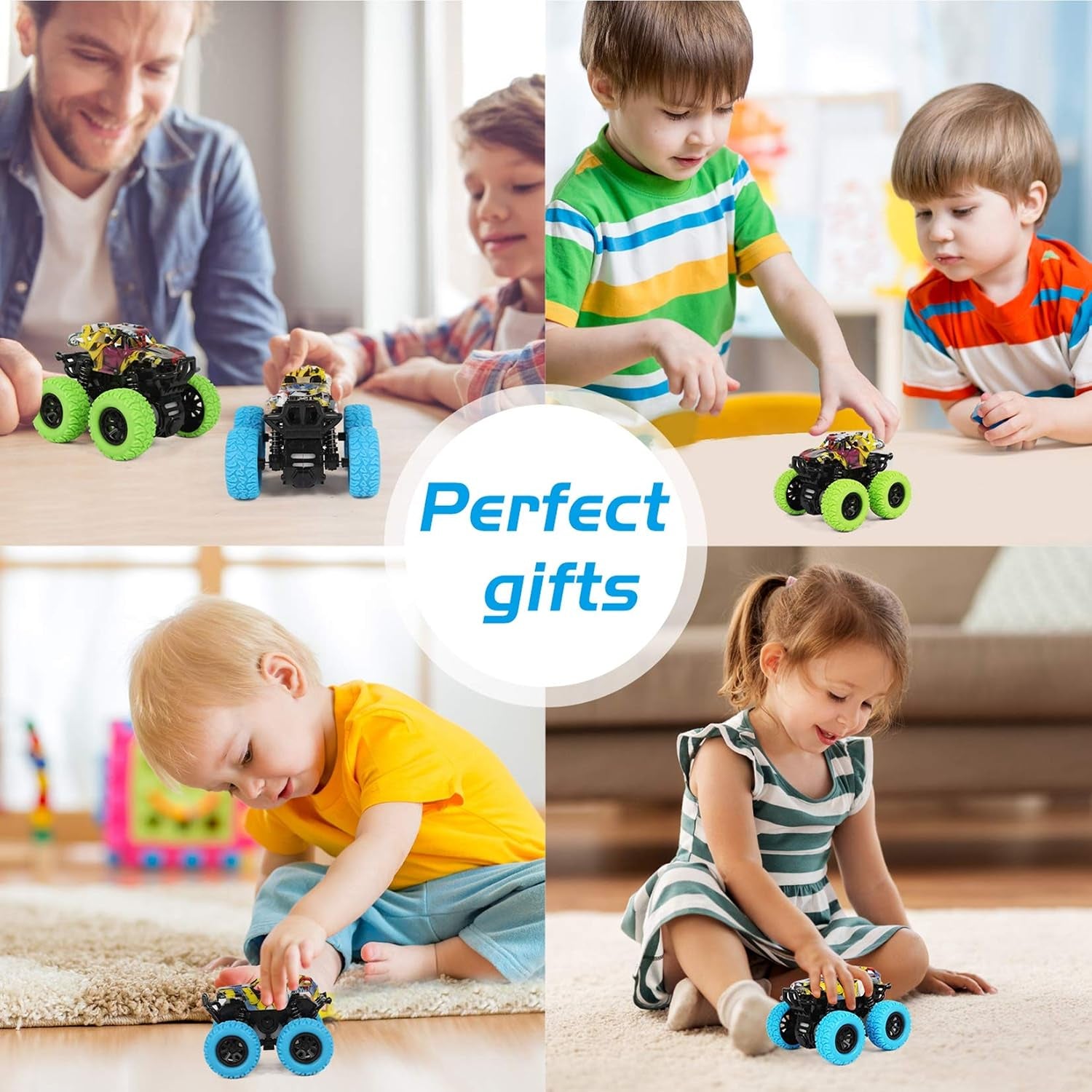 Monster Truck Toy Friction Car for Kid Toddler 360° Rotating (2 Pack)