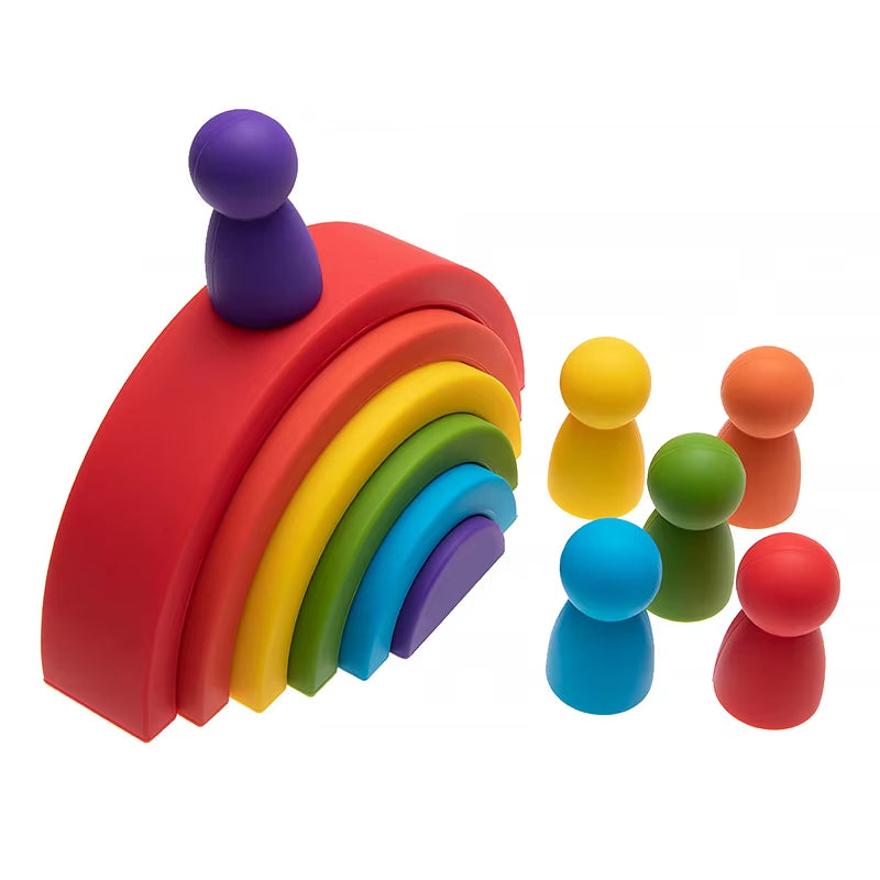 Silicone Rainbow Baby Blocks