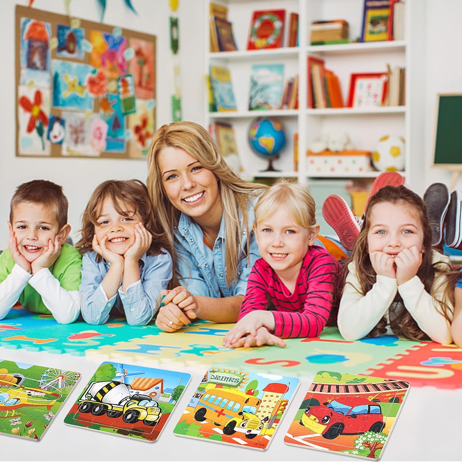 Exciting 12-Pack Wooden Jigsaw Puzzles for Kids Aged 3-5 | Fun Transportation Themes with Bonus Organize Bags