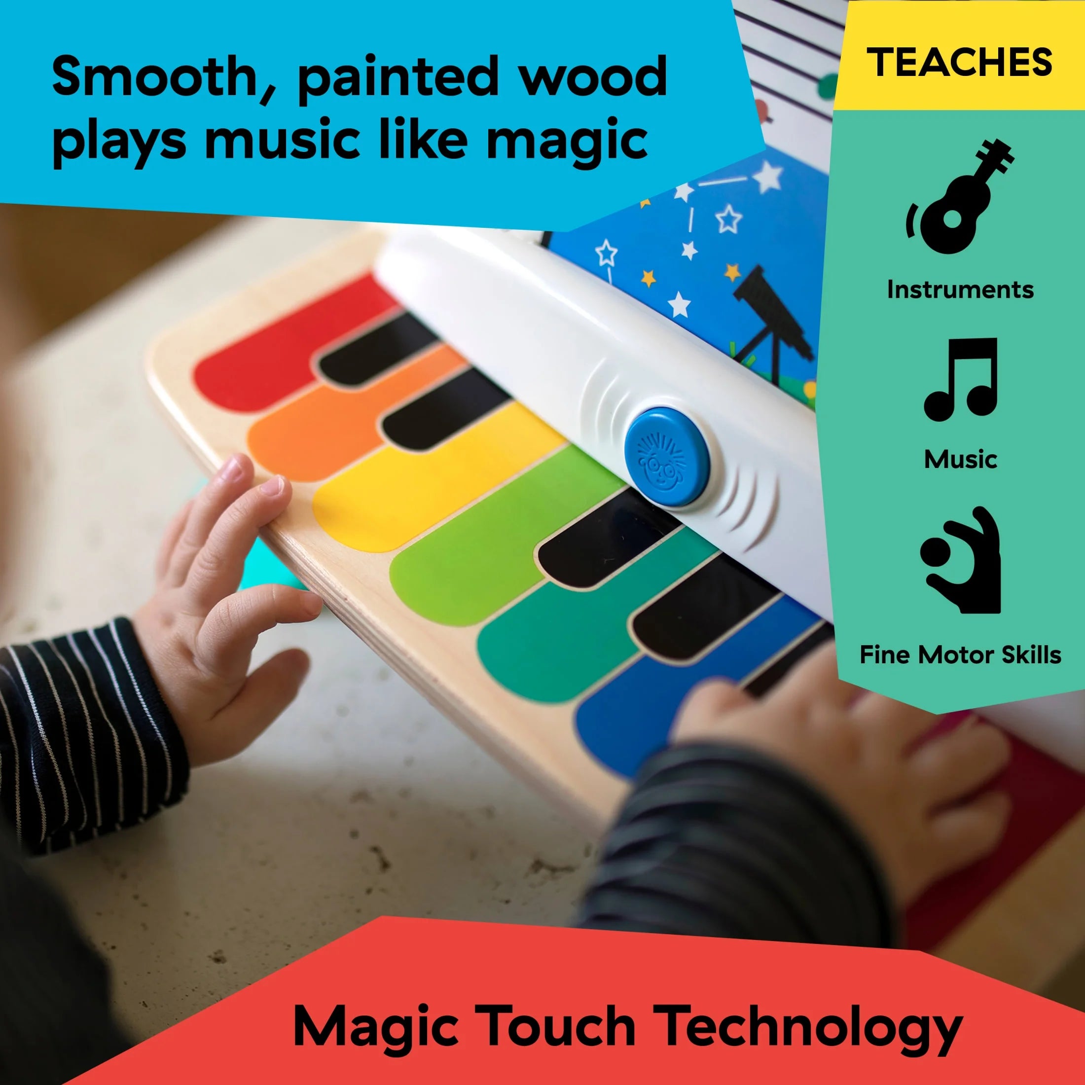 Hape Magic Touch Piano Wooden Musical Baby and Toddler Toy Age 6 Months and Up