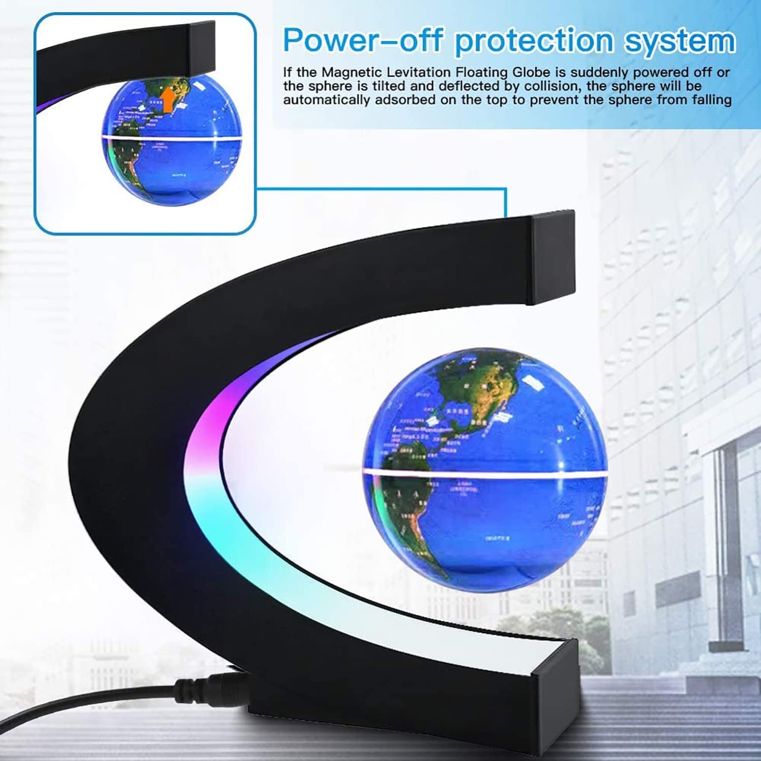 Magnetic Levitation Globe with LED Light - A Stunning Desktop Decoration and Unique Gift for Any Occasion