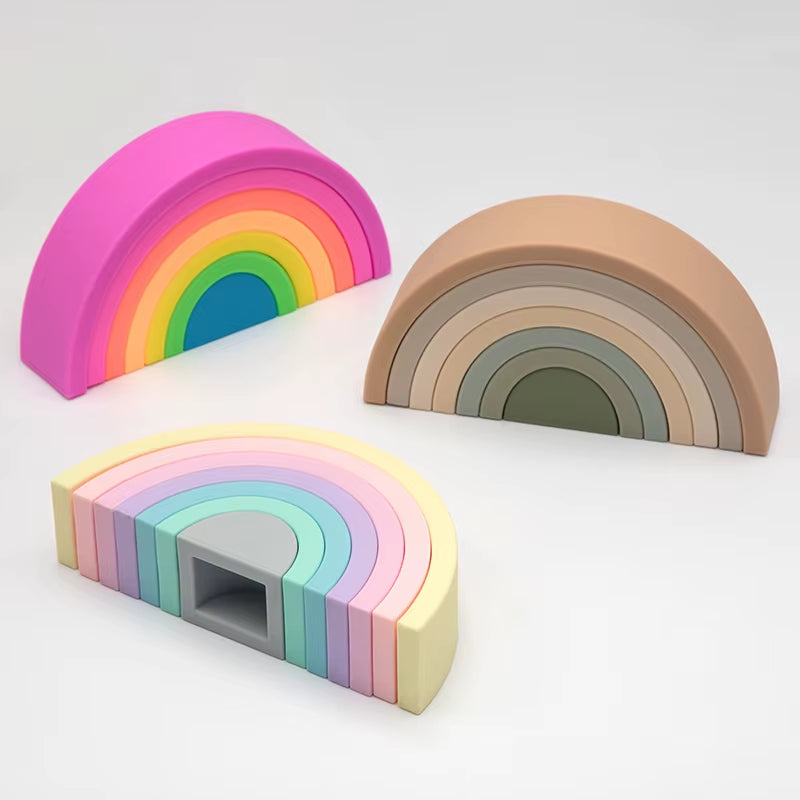 Silicone Rainbow Baby Blocks