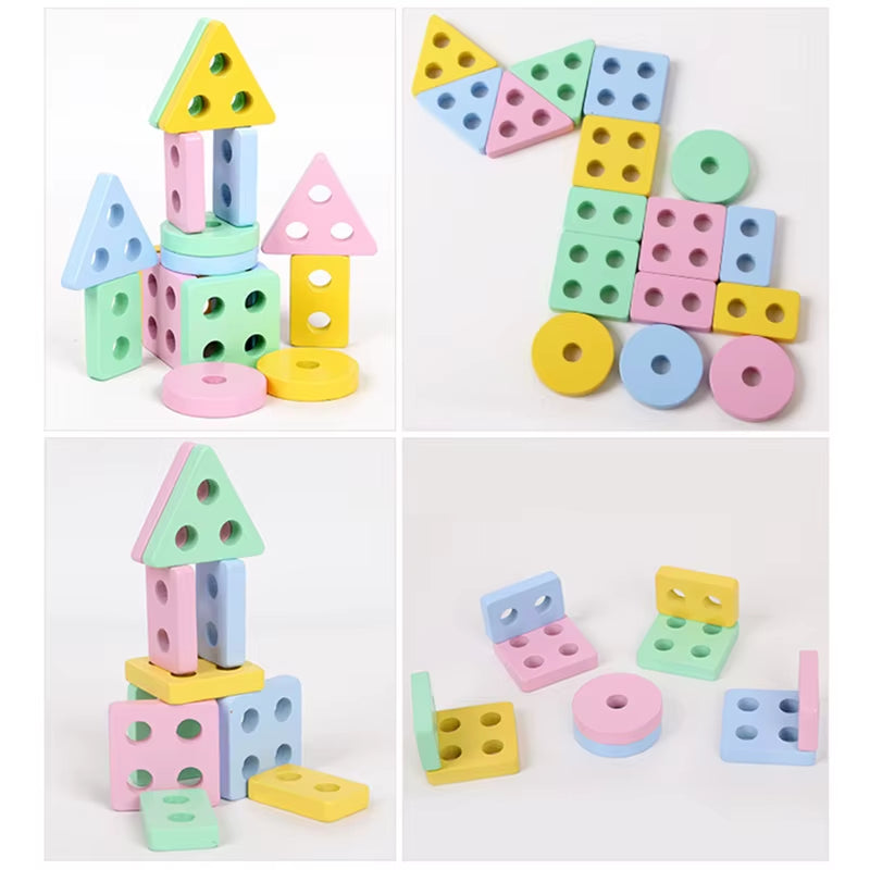 Montessori Geometric Building Block Set