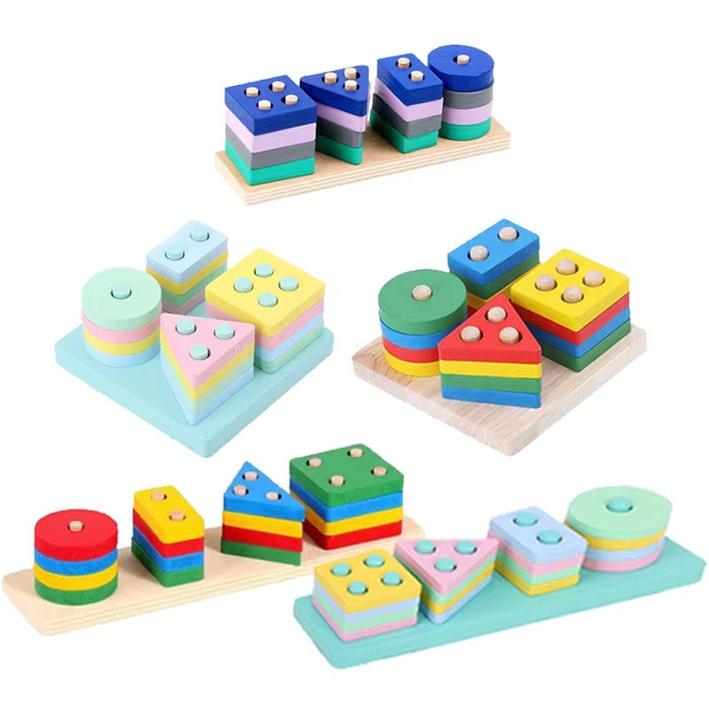 Montessori Geometric Building Block Set