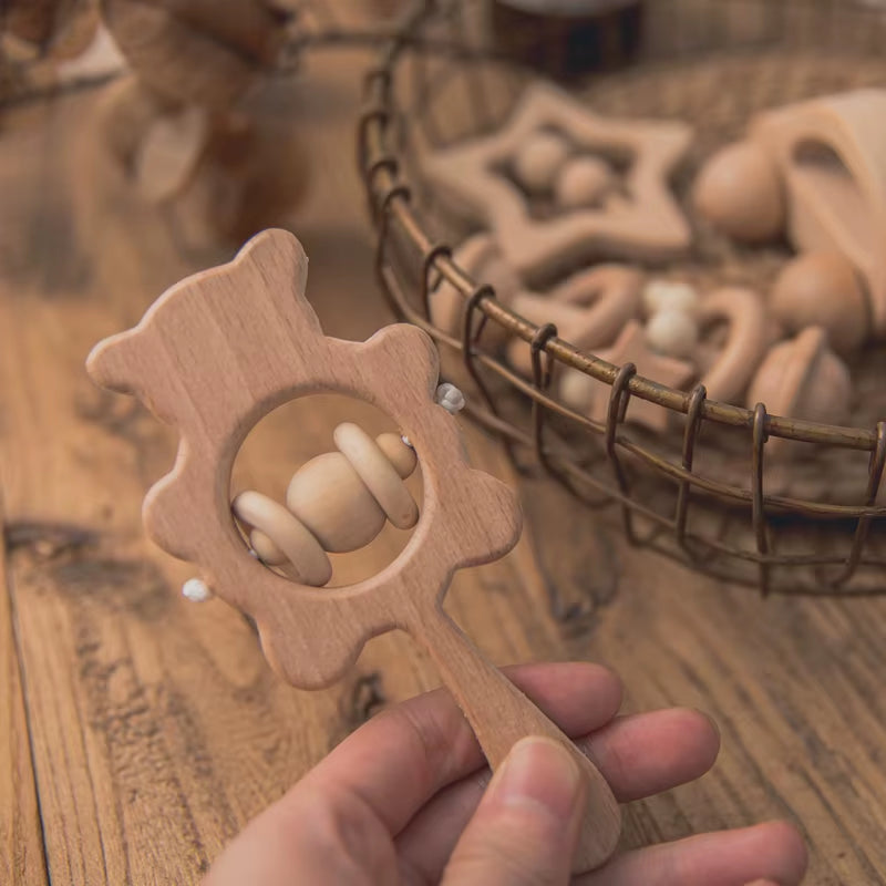 Wooden Baby Rattle Set