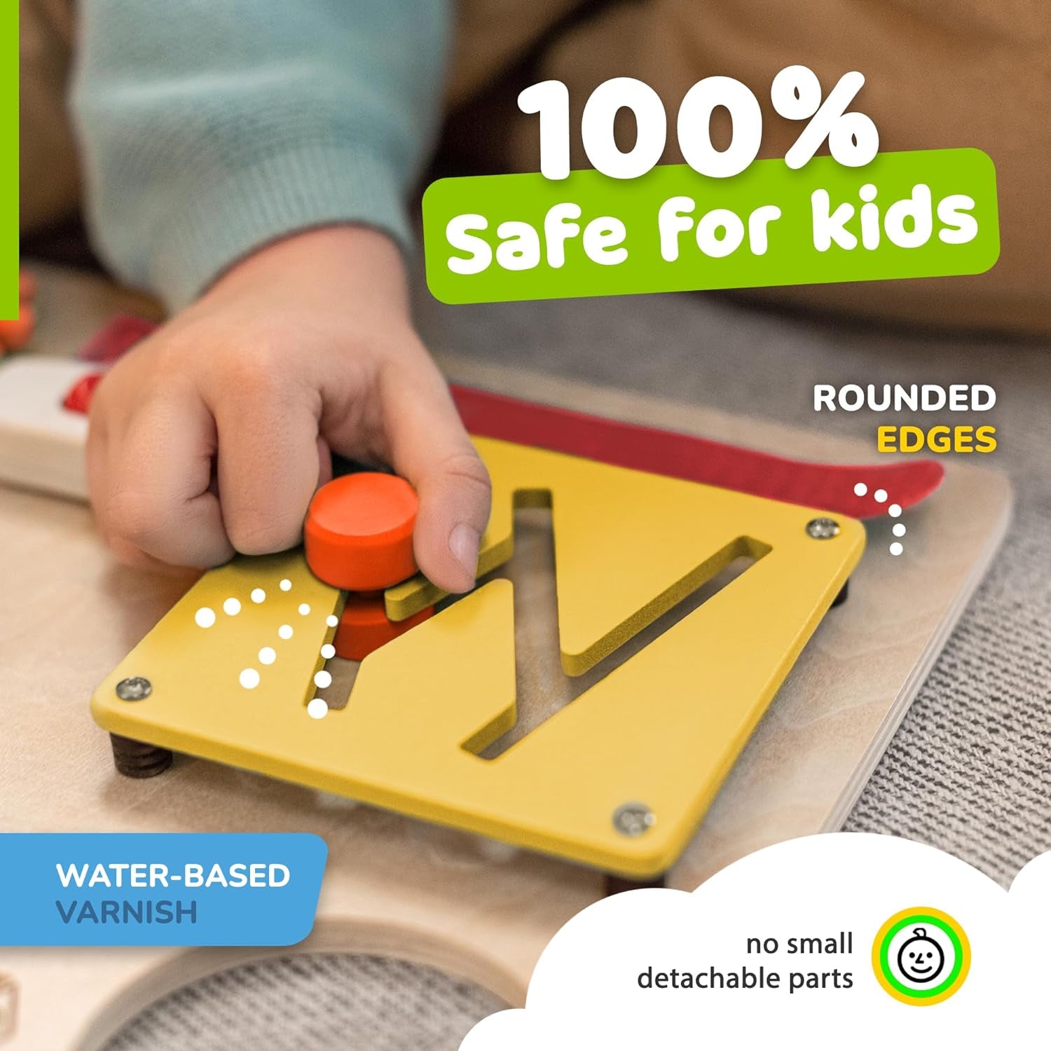 Engaging Montessori Busy Board | Premium Wooden Sensory Toy for 3+ Years | 10 Fun Activities to Boost Fine Motor Skills and Learning