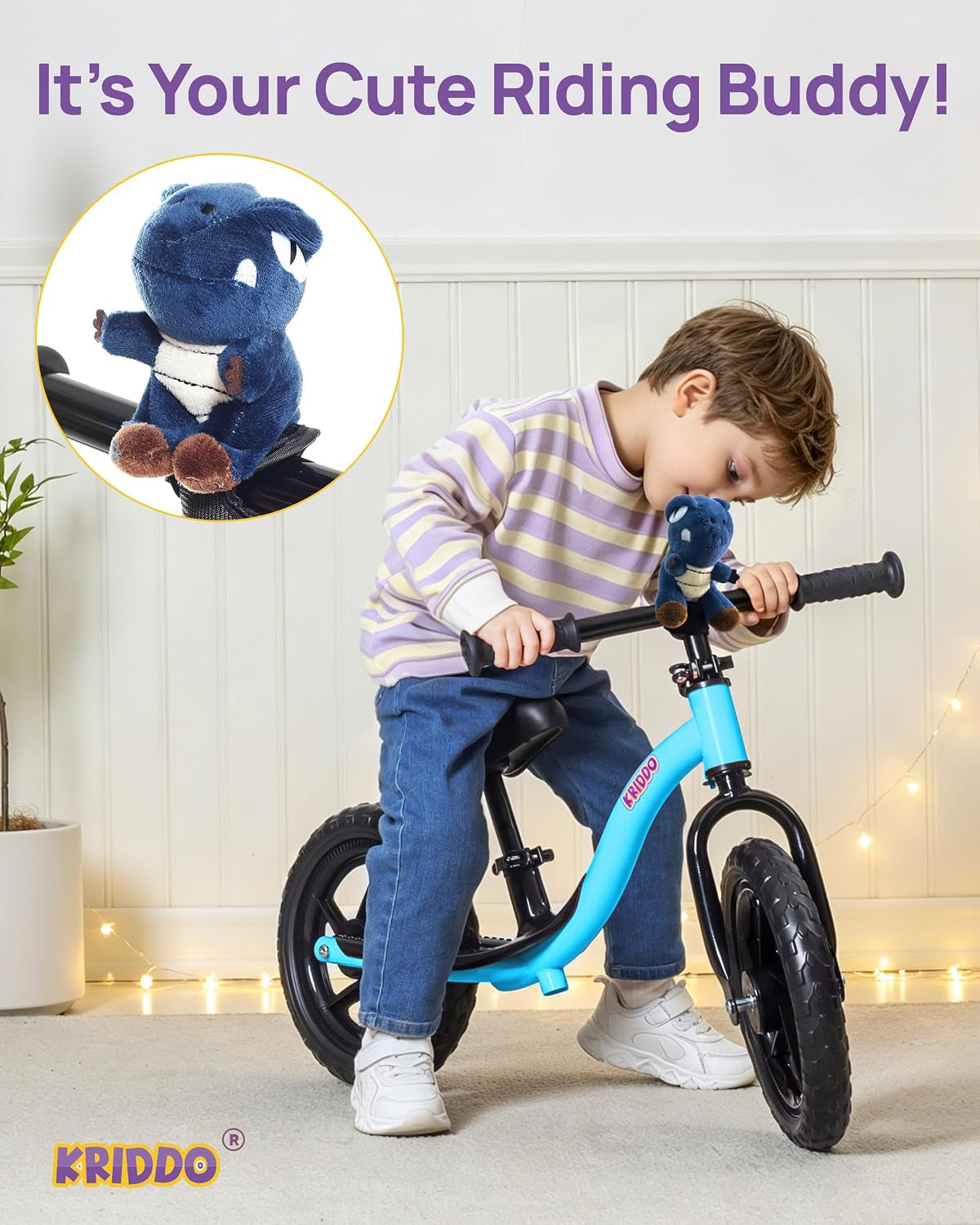 Toddler Balance Bike 2 Year Old: Toddler Bike with Riding Buddy | 12 Inch Kids Balance Bike for 2-5 Years Old, Adjustable No Pedal Kids Toy Bike, Tool-Free, Gift for 2-3 Girls Boys, Blue