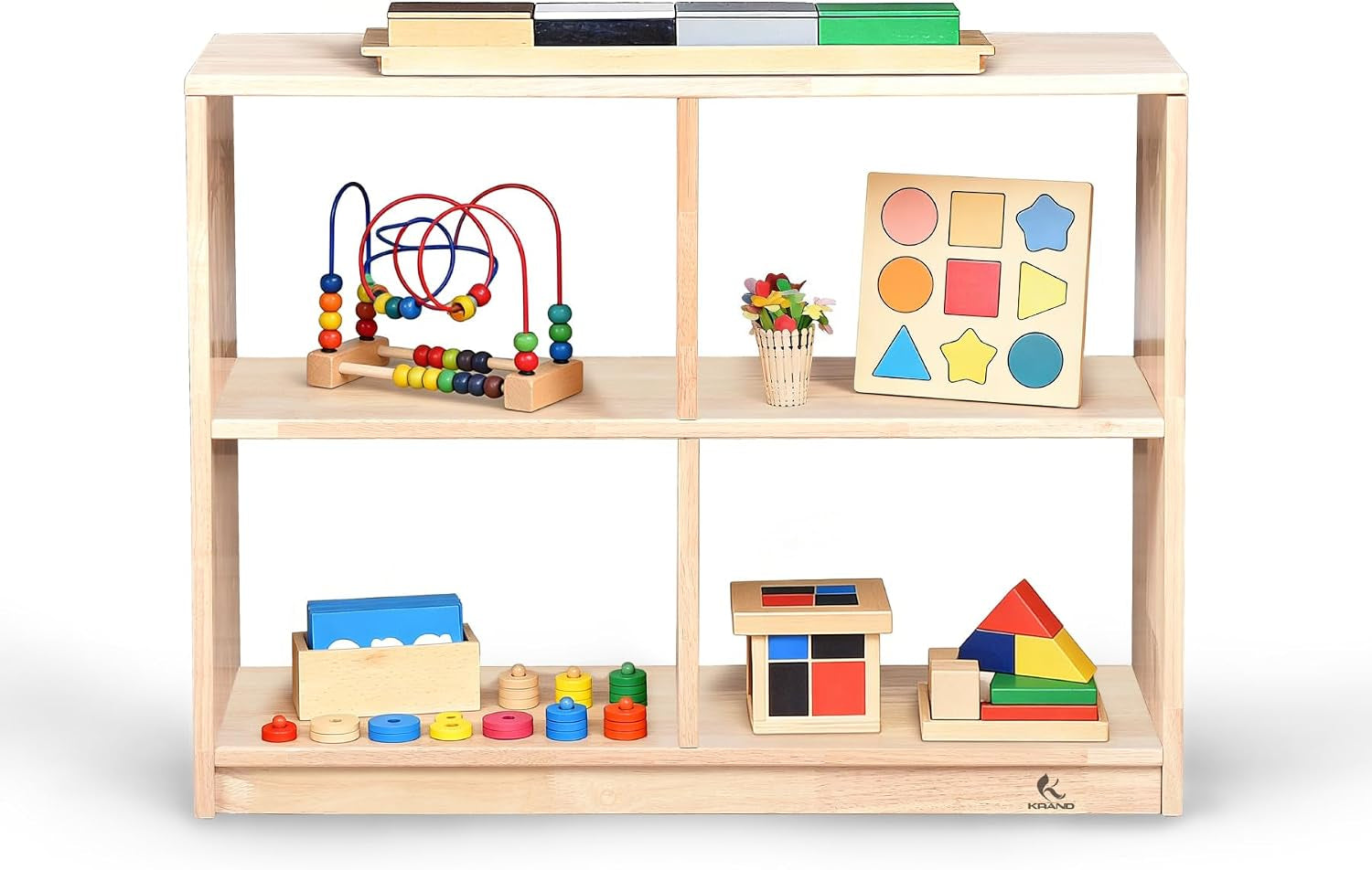 4-Cubby Montessori Storage Bookcase – Kids Shelf Organizer for Toys, Books & Art Supplies, Toddler Cabinet Furniture for Playroom, Daycare, Preschool, Kindergarten & Nursery