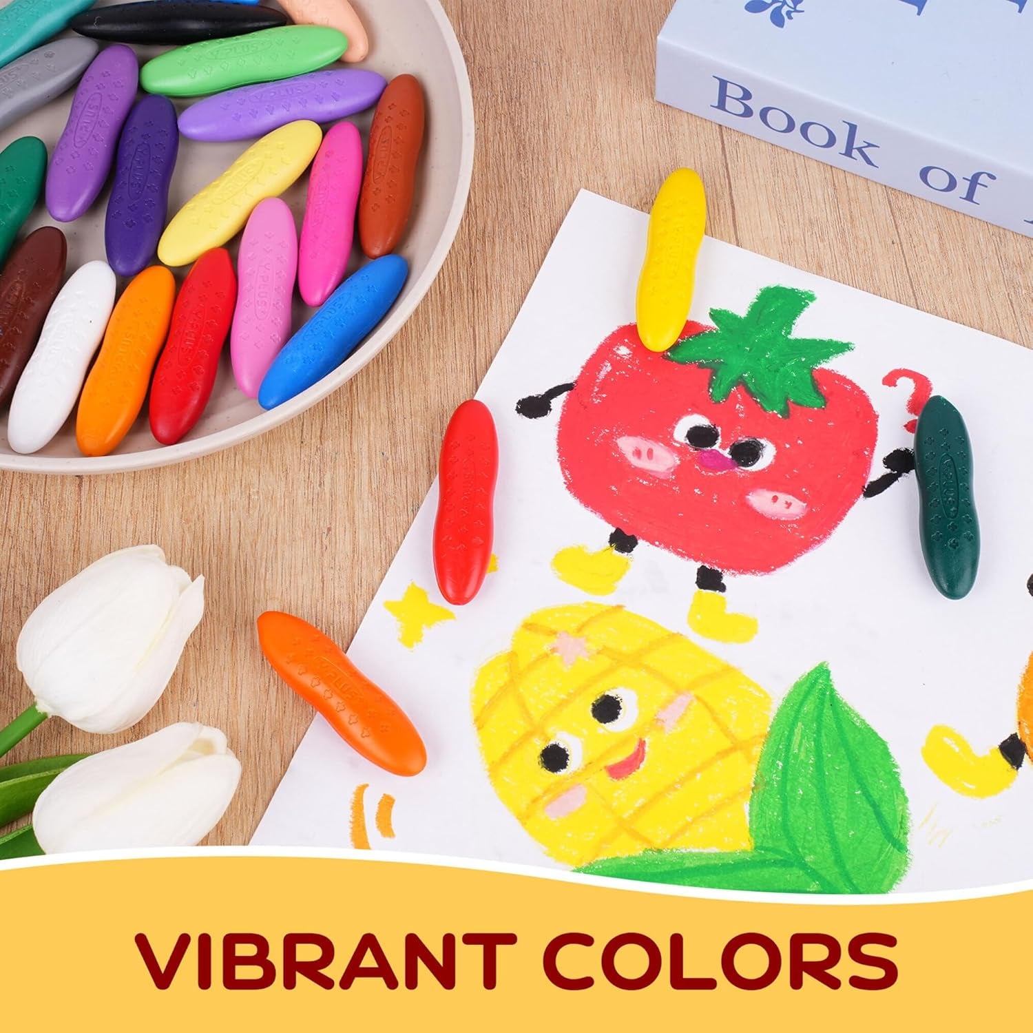 Toddler Crayons, 24 Washable Easy-Grip Peanut Crayons, No Toxic | Easy to Hold Washable Crayons for Kids, Mess Free Unbreakable Crayon Gifts, Safe Coloring Gifts for Preschool Supplies