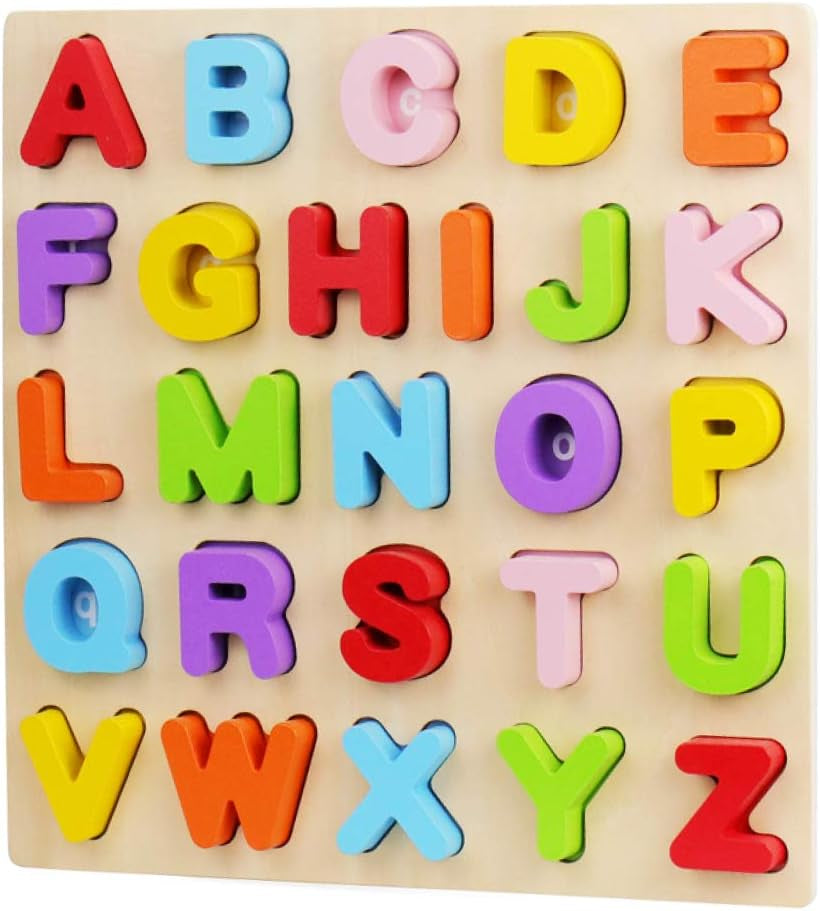 Alphabet Puzzle,  ABC Letter Puzzles for Toddlers 1 2 3 Years Old, Educational Learning Toys for Toddlers, Alphabet Toys with Puzzle Board & Letter Blocks, Best Gifts for Girls and Boys