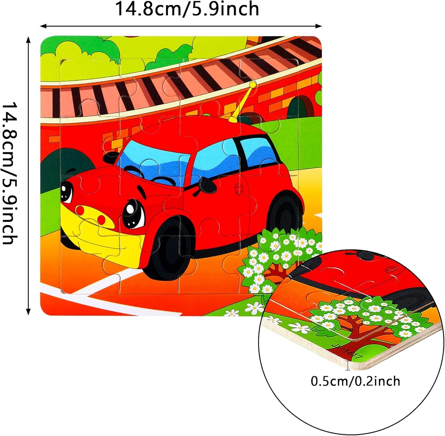 Exciting 12-Pack Wooden Jigsaw Puzzles for Kids Aged 3-5 | Fun Transportation Themes with Bonus Organize Bags
