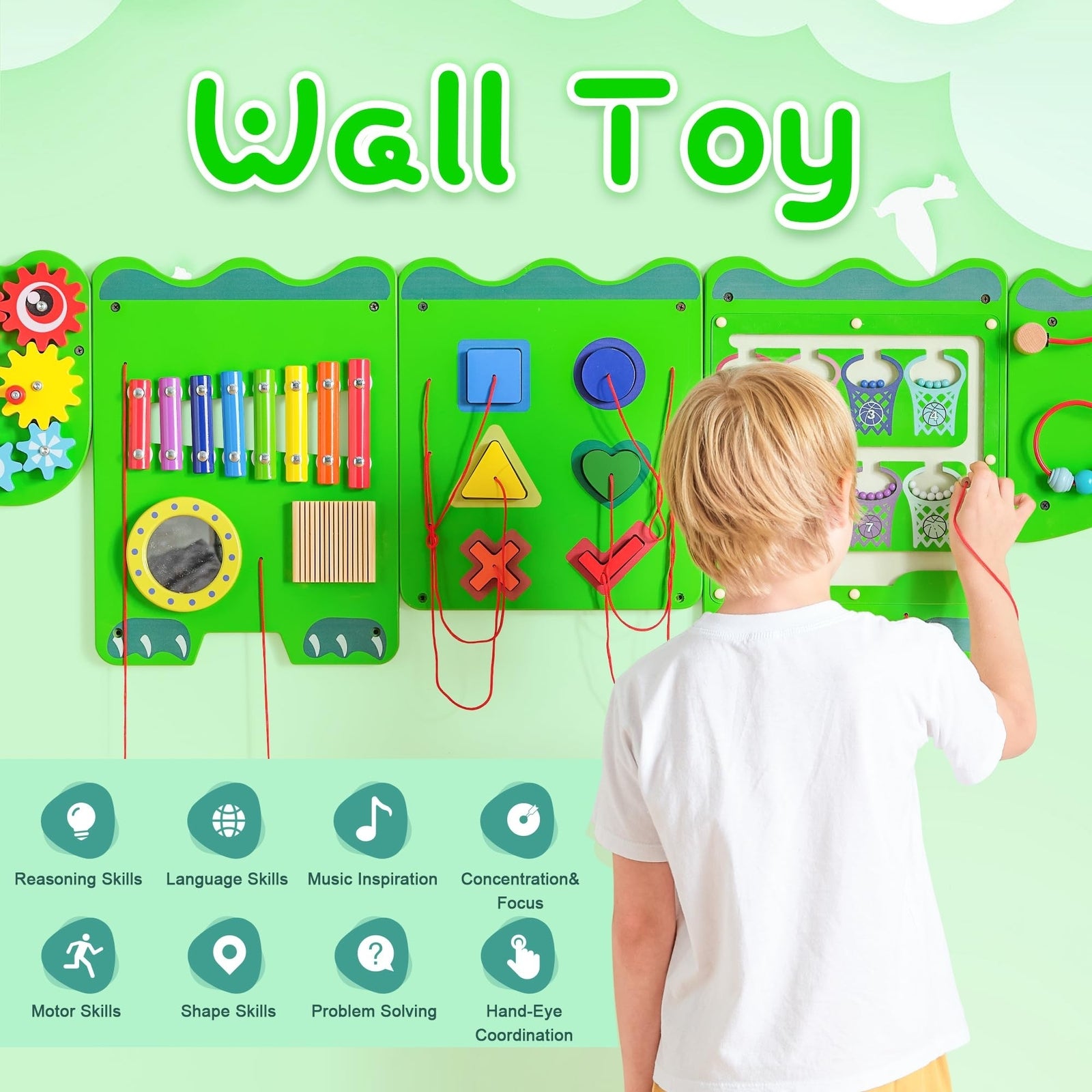 Crocodile Sensory Toys Activity Wall Panels, Educational Montessori Busy Boar...