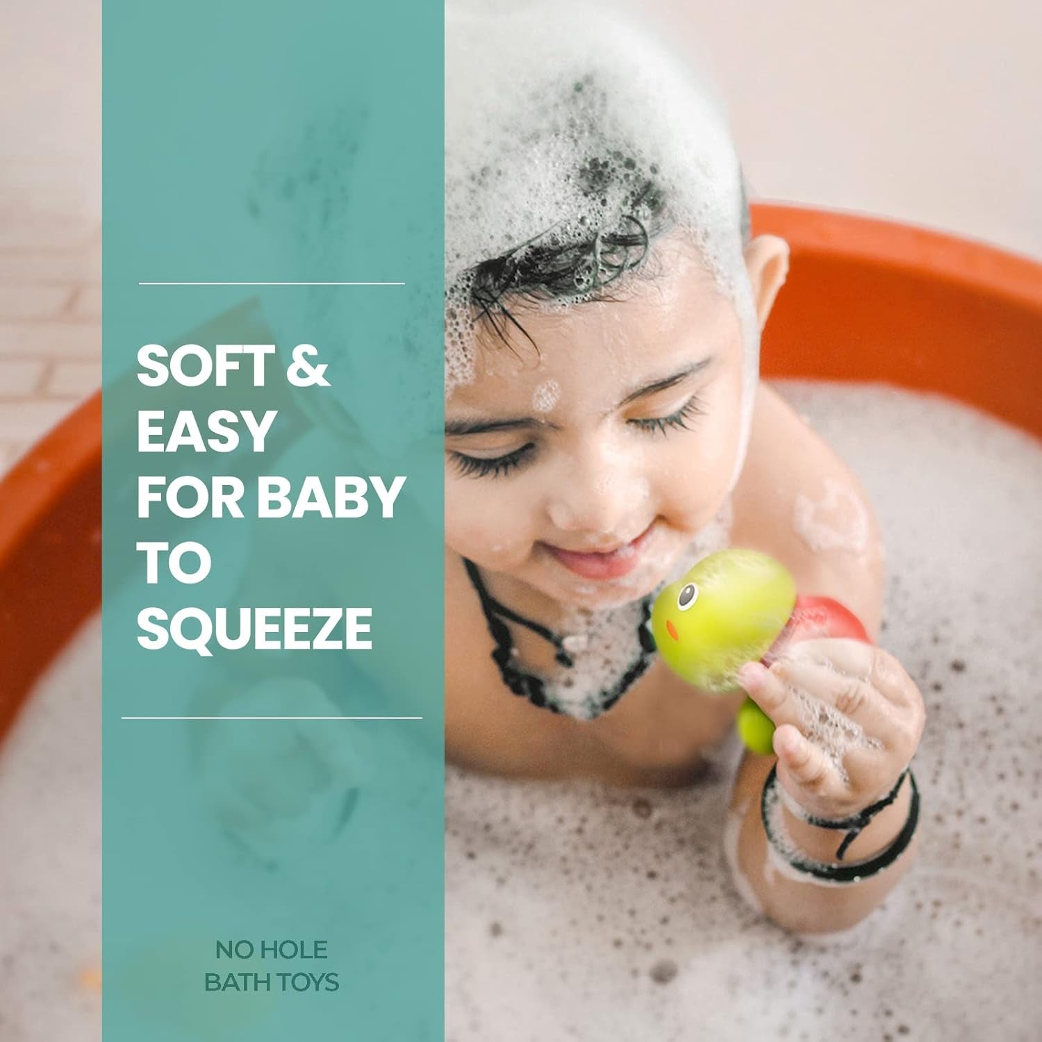 No Hole Infant Bath Toys for 18 Months, Animal Bathtub Toys | Baby Bath Tub Toys for Babies and Toddlers, Easy-Grip, Bright Colors Bath Toy Set