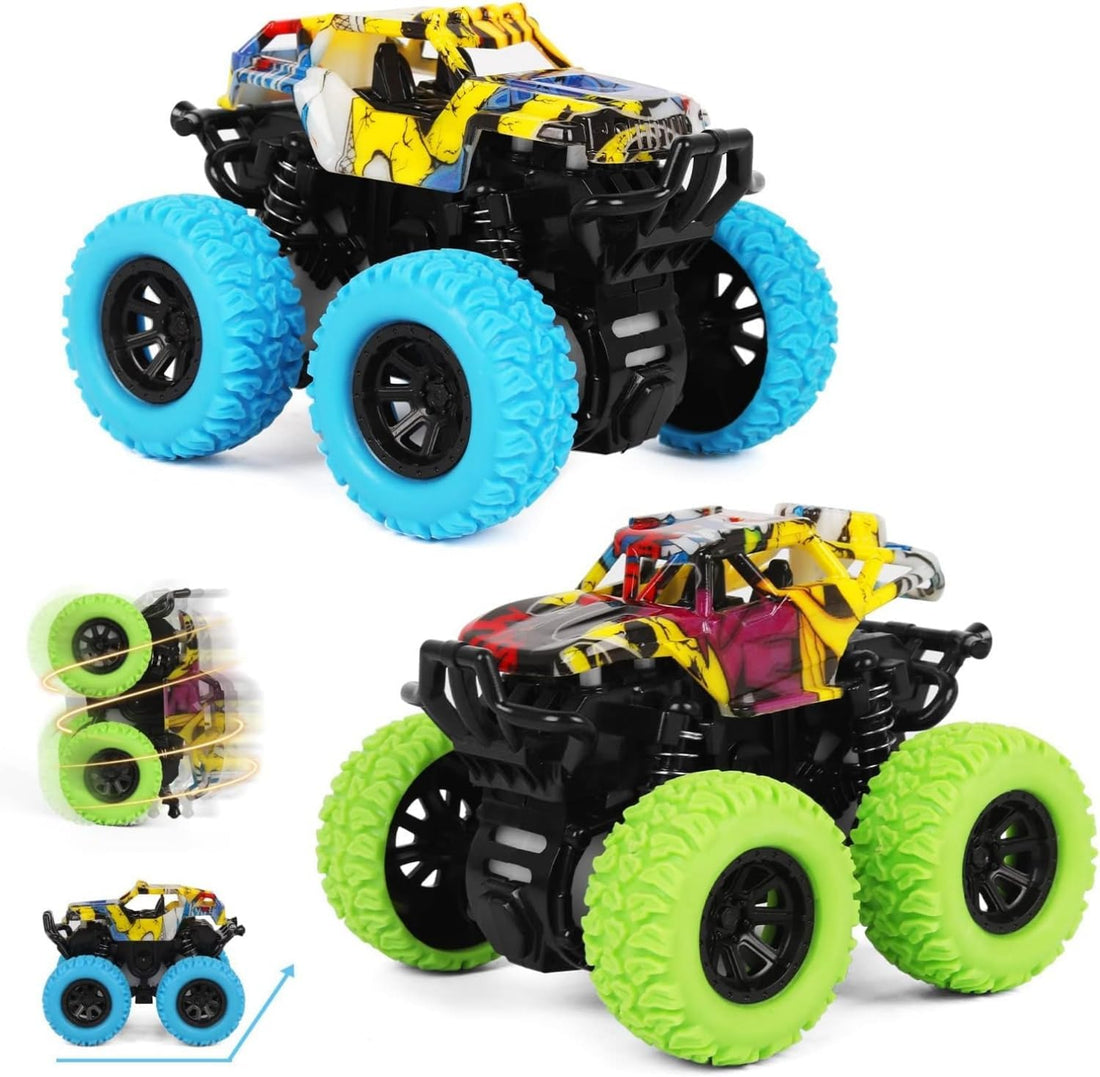Monster Truck Toy Friction Car for Kid Toddler 360° Rotating (2 Pack)