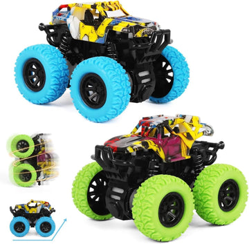 Monster Truck Toy Friction Car for Kid Toddler 360° Rotating (2 Pack)