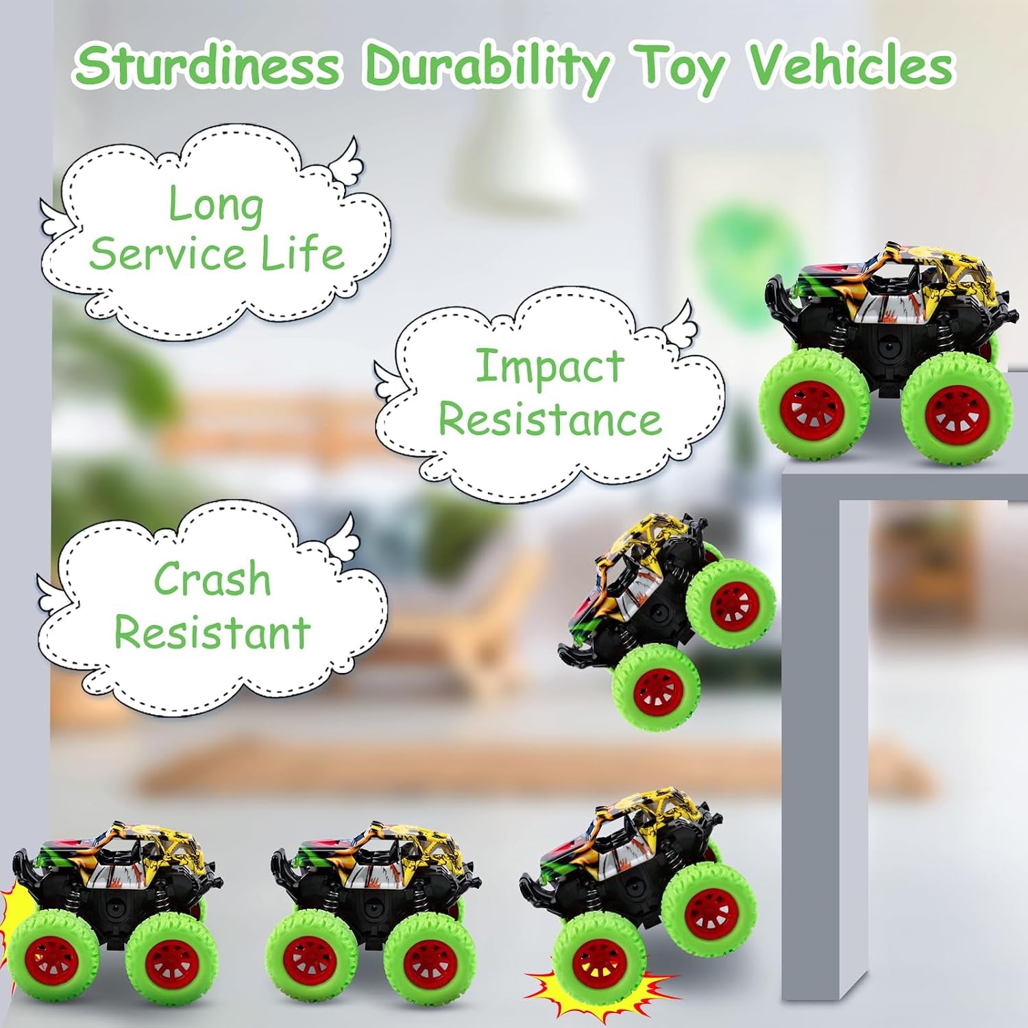 Monster Truck Toy Friction Car for Kid Toddler 360° Rotating (2 Pack)