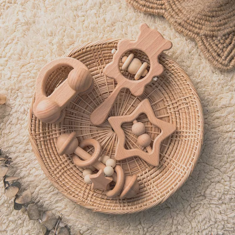 Wooden Baby Rattle Set