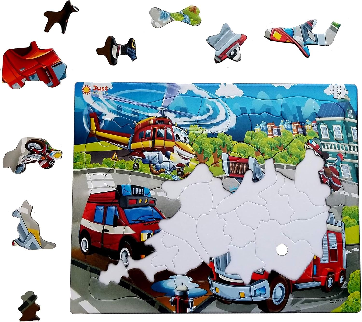 Fire Truck Puzzle for Boys and Girls, 52 Pieces | Firefighter Theme, Ages 4-6, Jigsaw Puzzle for Toddlers, Kids Toy Ages 4-6 , Puzzles for 5 Year Olds