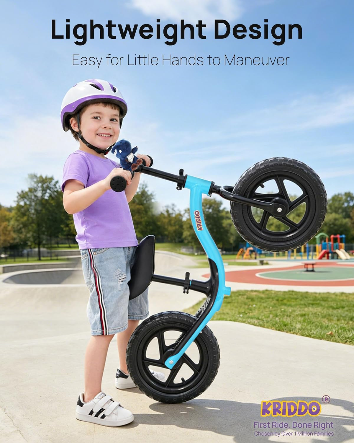 Toddler Balance Bike 2 Year Old: Toddler Bike with Riding Buddy | 12 Inch Kids Balance Bike for 2-5 Years Old, Adjustable No Pedal Kids Toy Bike, Tool-Free, Gift for 2-3 Girls Boys, Blue