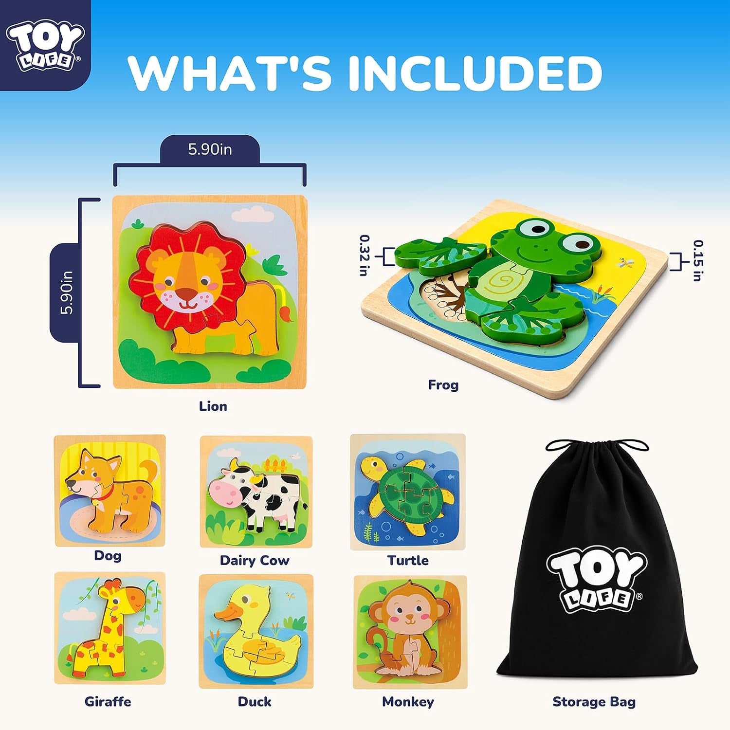 Wooden Puzzles for Toddlers 2-4, Montessori Toys for 1 2 3 Year Old Boys Girls, Animals Puzzles Educational Learning Toys 2 Year Old, Toddler Birthday Gifts Toy for Baby Girl Boy 6M+