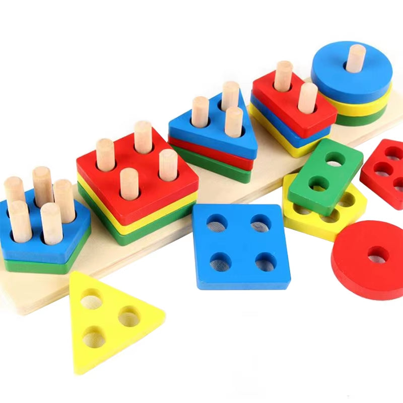 Montessori Geometric Building Block Set