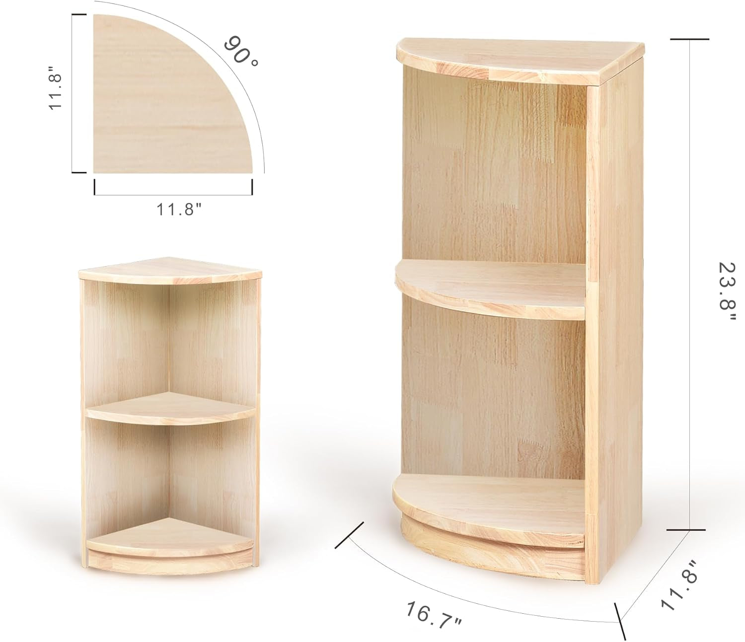 Corner Montessori Shelf 3-Tier Storage Bookcase – Kids Organizer for Toys, Books, Arts & Crafts Supplies, Ideal Toddler Furniture for Nursery, Preschool & Daycare