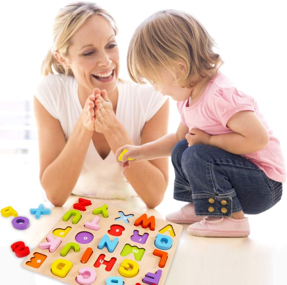 Alphabet Puzzle,  ABC Letter Puzzles for Toddlers 1 2 3 Years Old, Educational Learning Toys for Toddlers, Alphabet Toys with Puzzle Board & Letter Blocks, Best Gifts for Girls and Boys