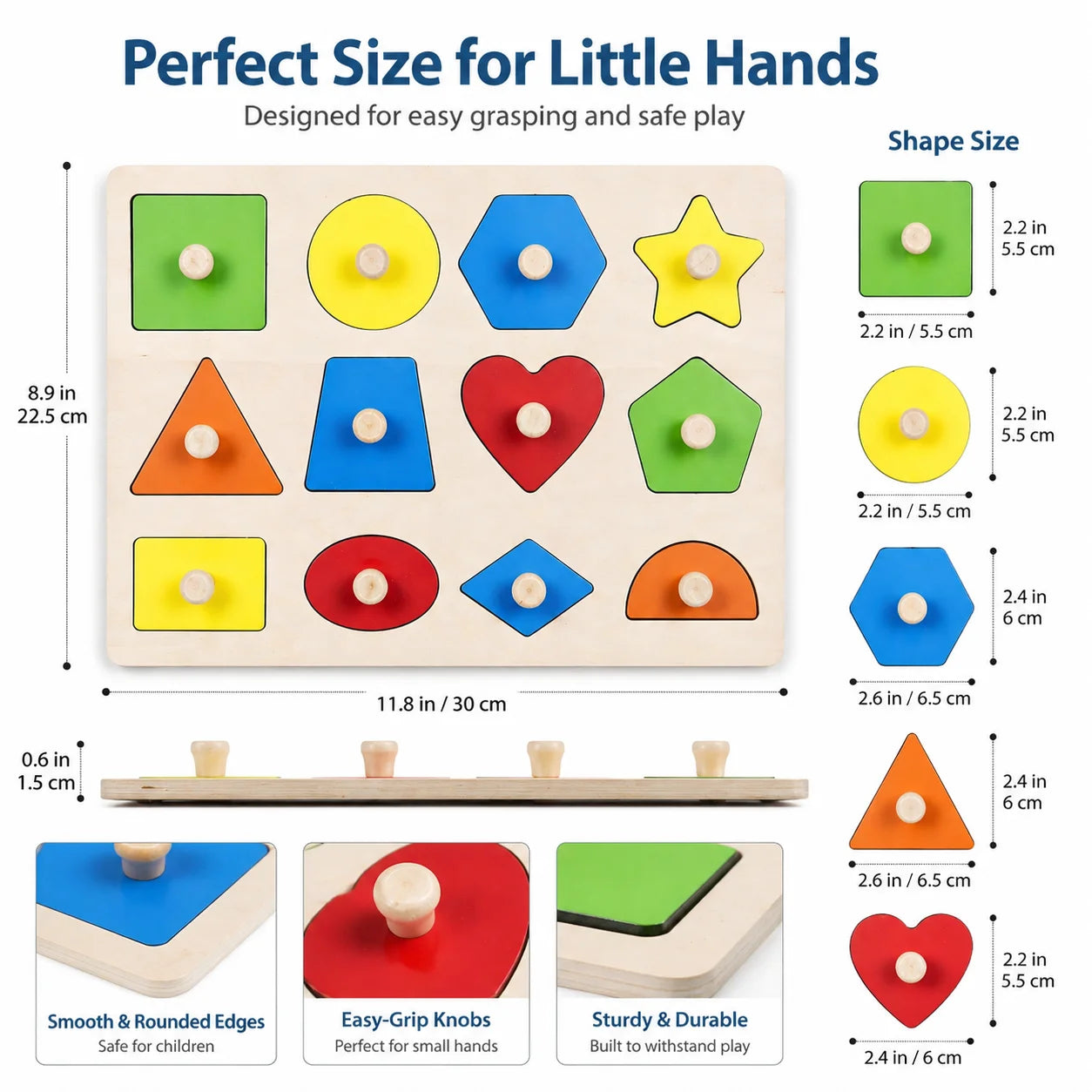 Wooden Shape Puzzles Montessori Learning Educational Toys Knob Puzzles Peg Board Toys for Toddlers