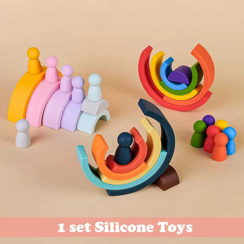 Silicone Rainbow Baby Blocks
