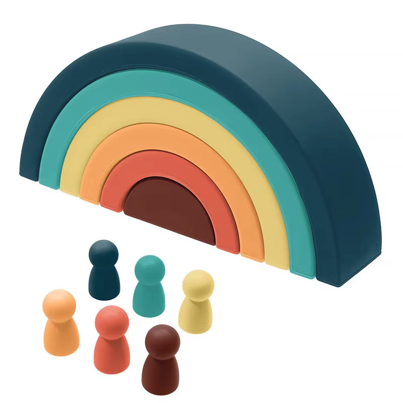 Silicone Rainbow Baby Blocks