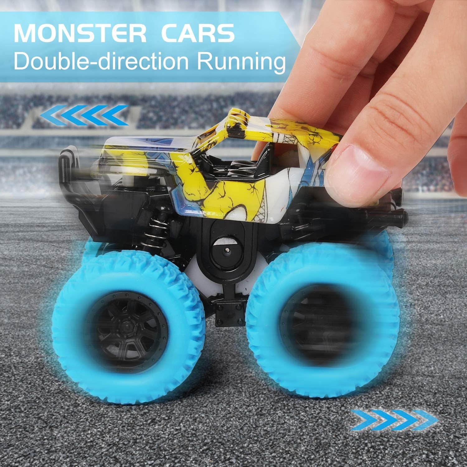 Monster Truck Toy Friction Car for Kid Toddler 360° Rotating (2 Pack)