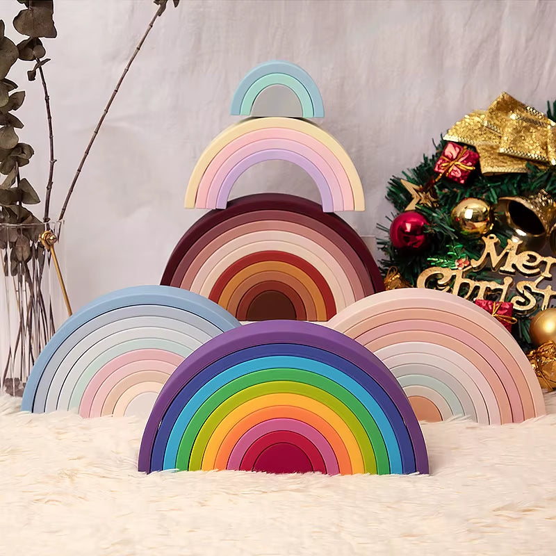 Silicone Rainbow Baby Blocks