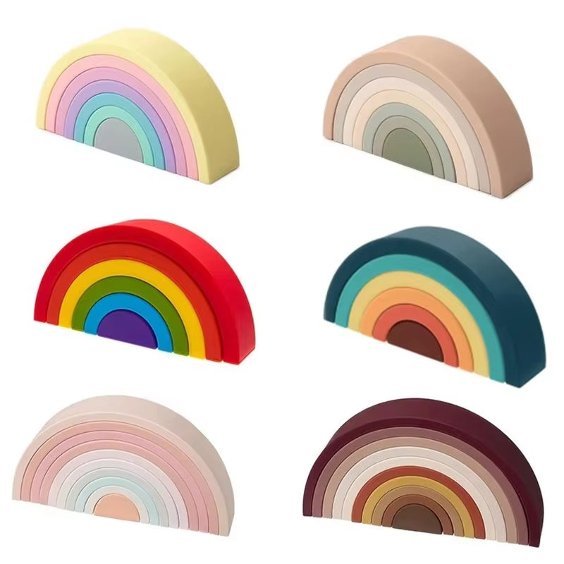 Silicone Rainbow Baby Blocks